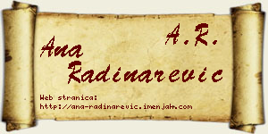 Ana Radinarević vizit kartica